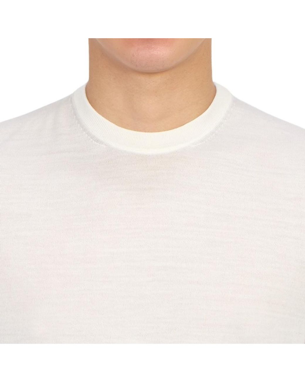 Drumohr White Round Neck Long-Sleeved Sweater for men