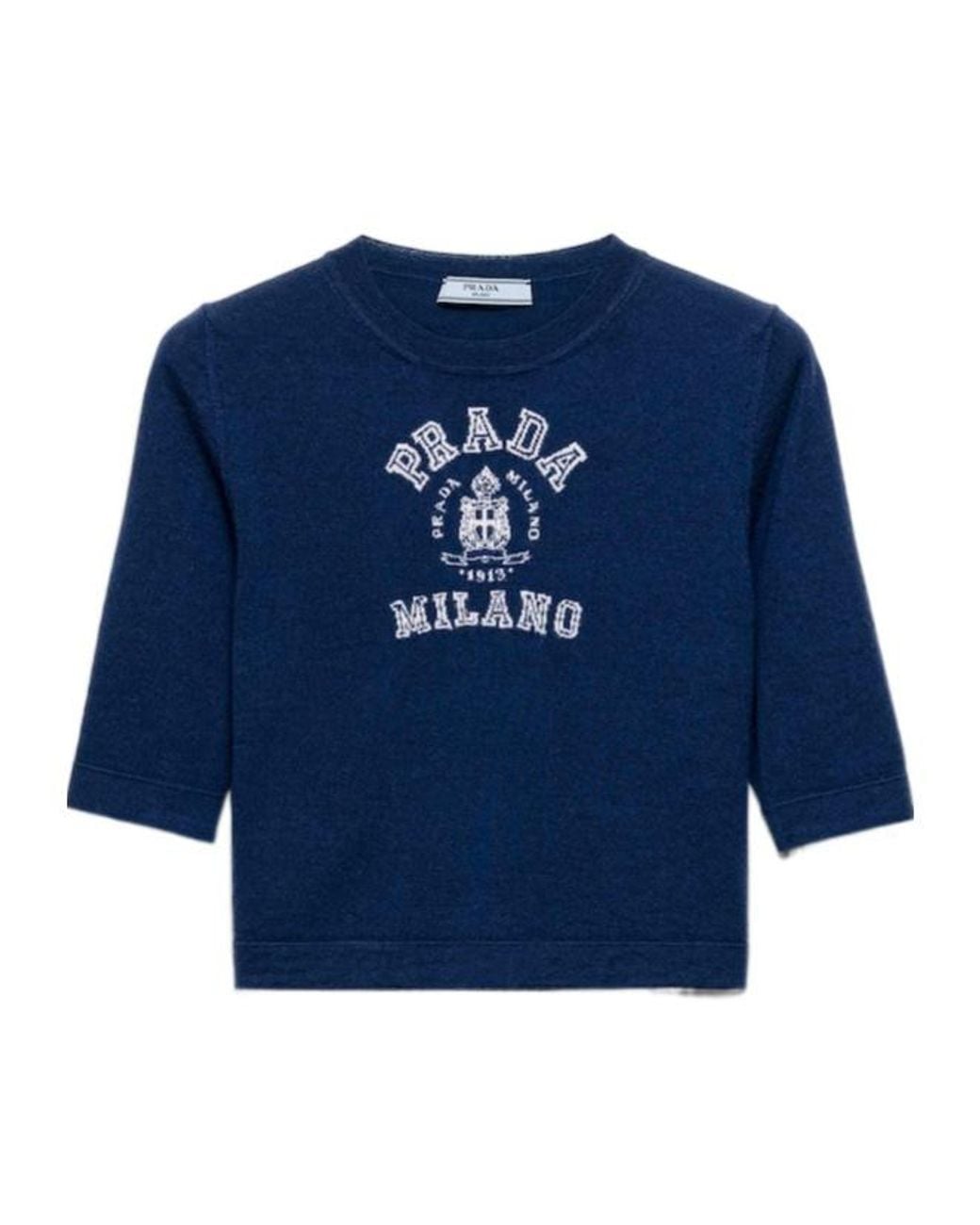 Prada Blue Cashmere Logo Sweater