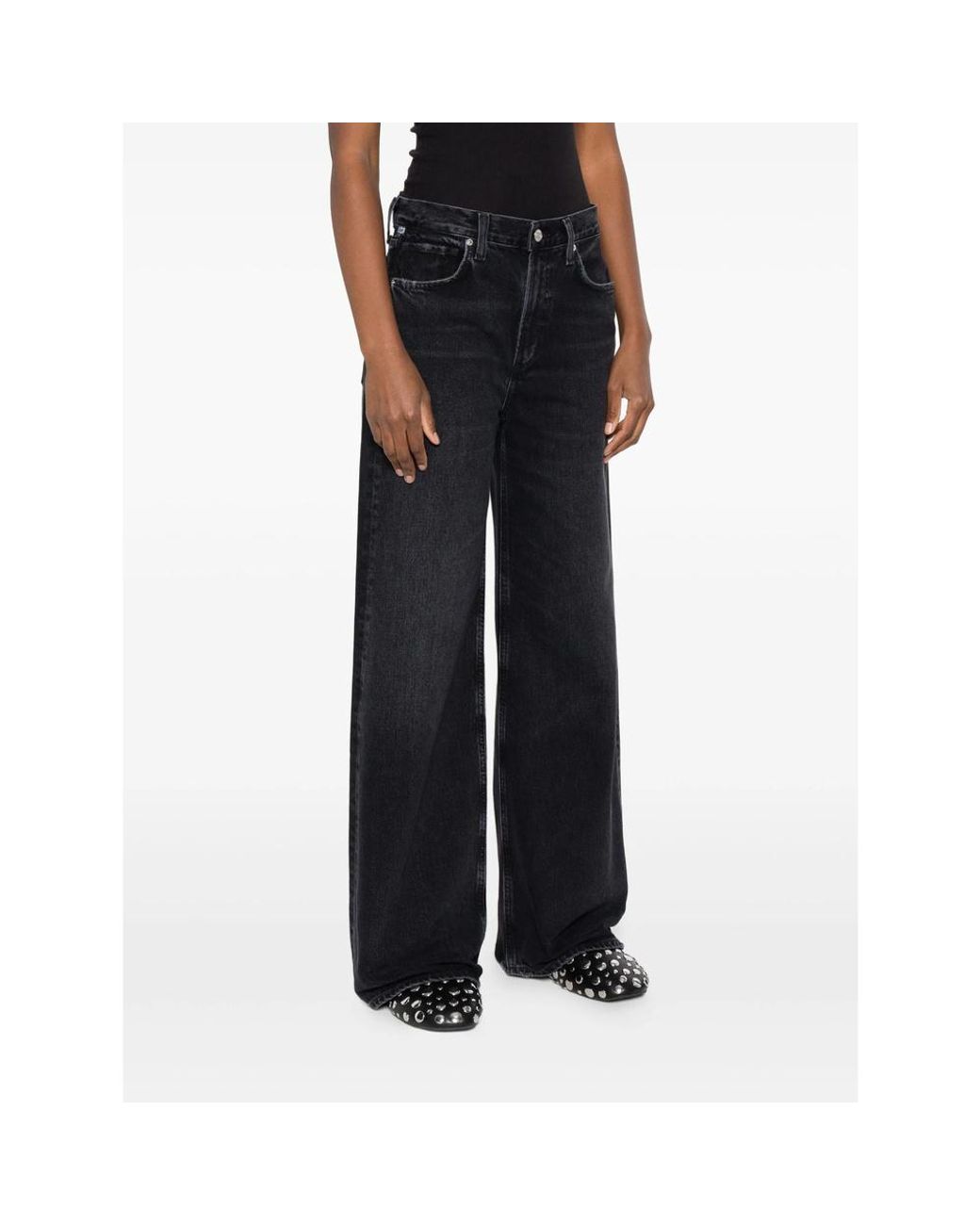 Citizens of Humanity Black Wide-Leg Jeans