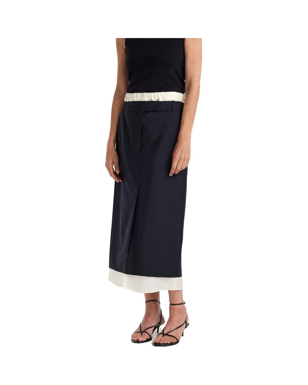 Rohe Black Contrast-Trim Midi Skirt