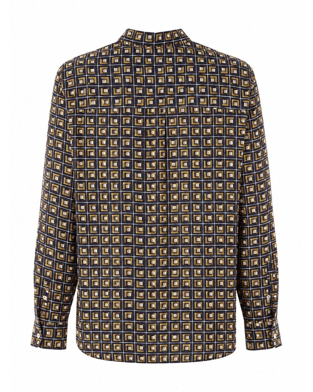 Aspesi Gray Geometric-Print Long-Sleeve Shirt