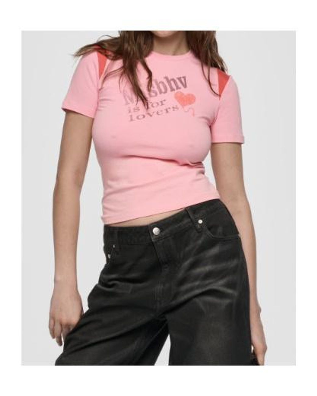 M I S B H V Pink Logo Fitted T-Shirt