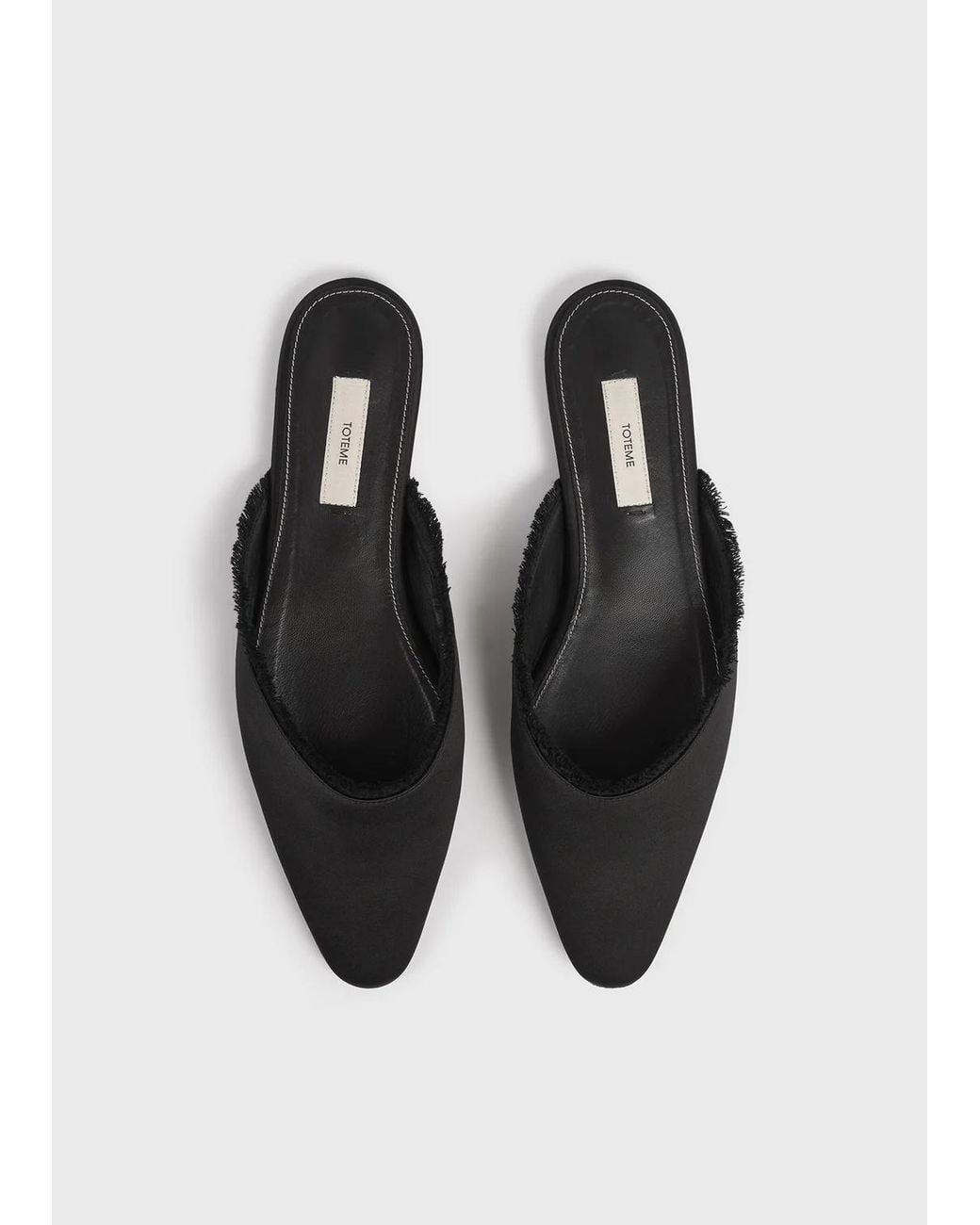 Totême Black Distressed Satin Casual Slides