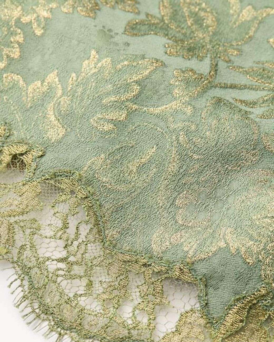 Saint Laurent Green Baroque Lace Mini Skirt