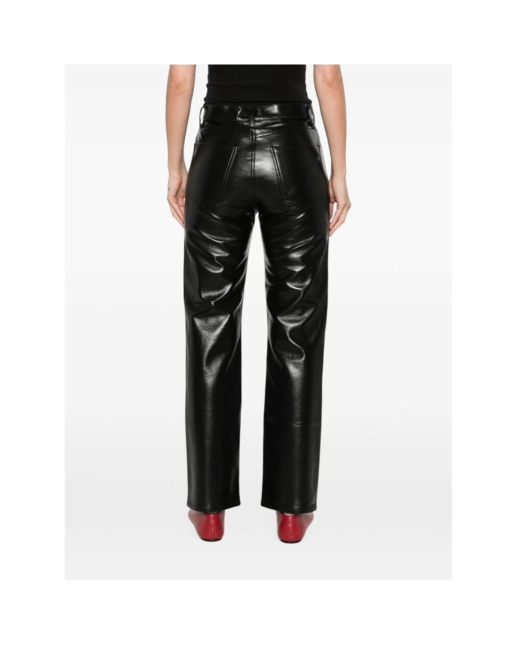 Agolde Black Five-Pocket Straight-Leg Trousers