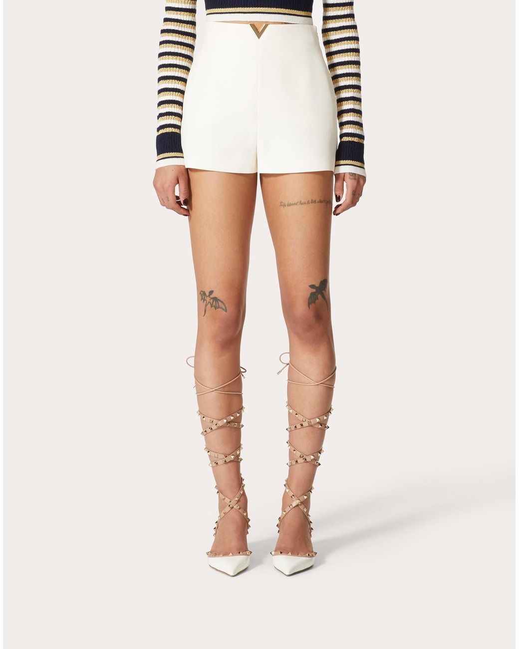 Valentino White Crepe Couture Shorts