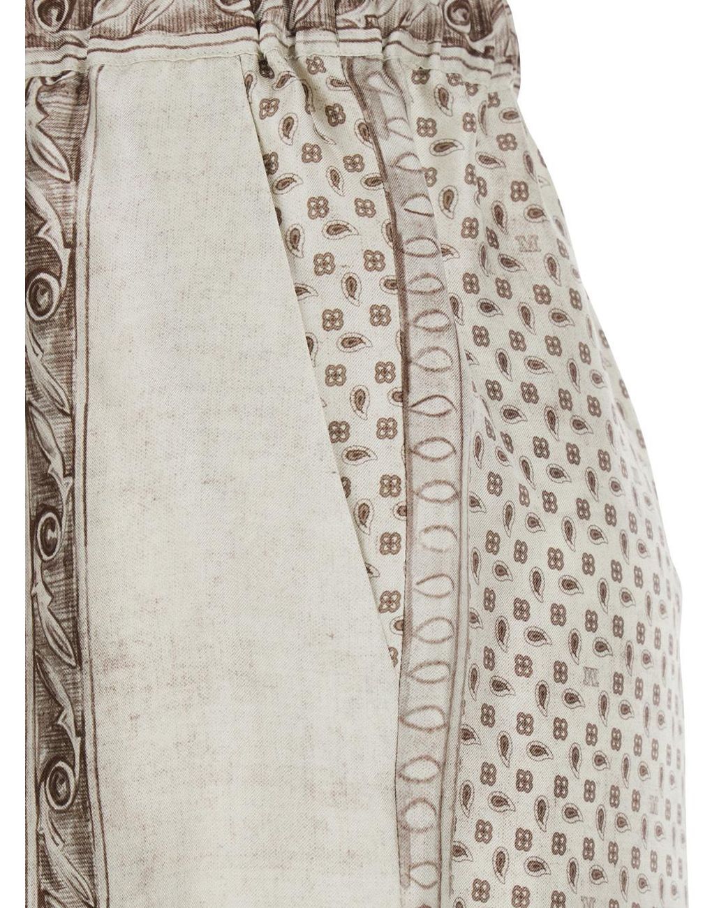 Max Mara Natural Rive Wide-Leg Printed Pants