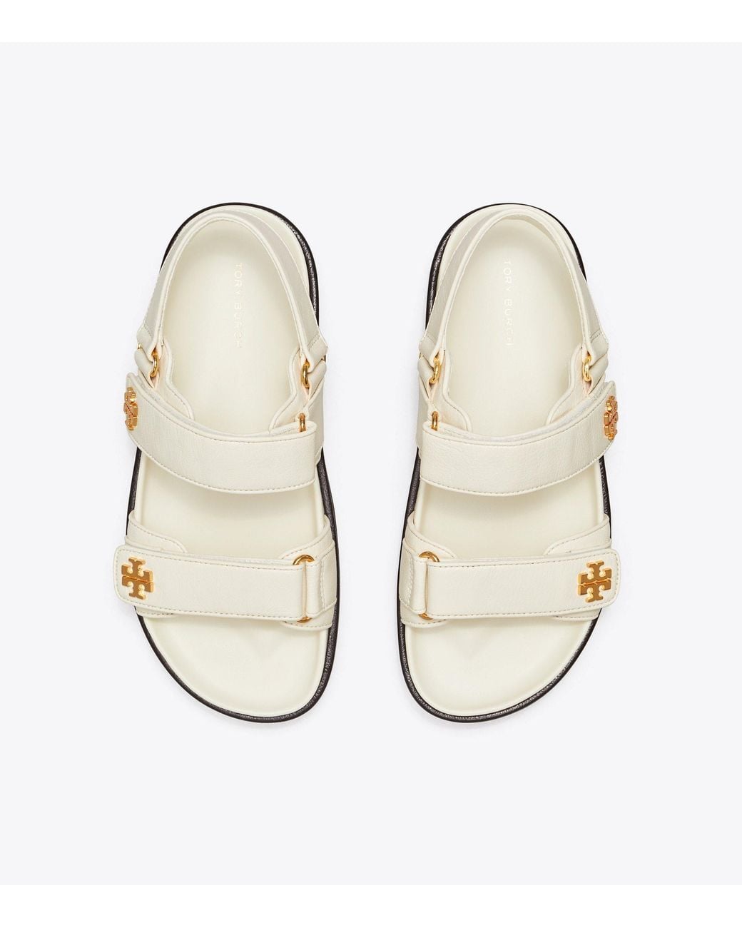 Tory Burch White Logo Plaque Open-Toe Sandals