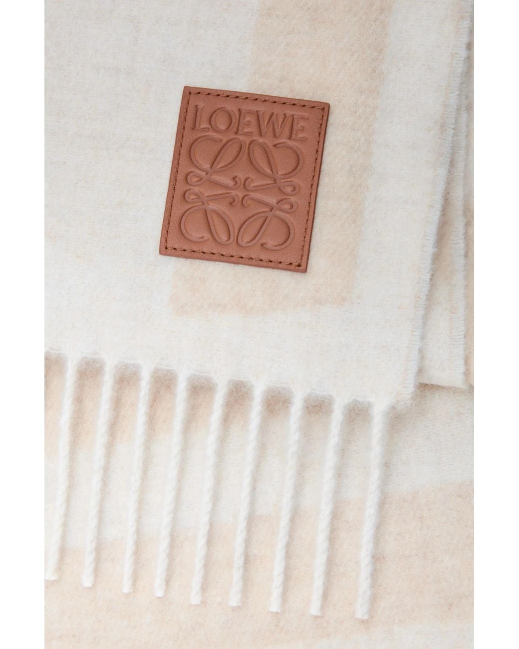 Loewe White Fringed Scarf