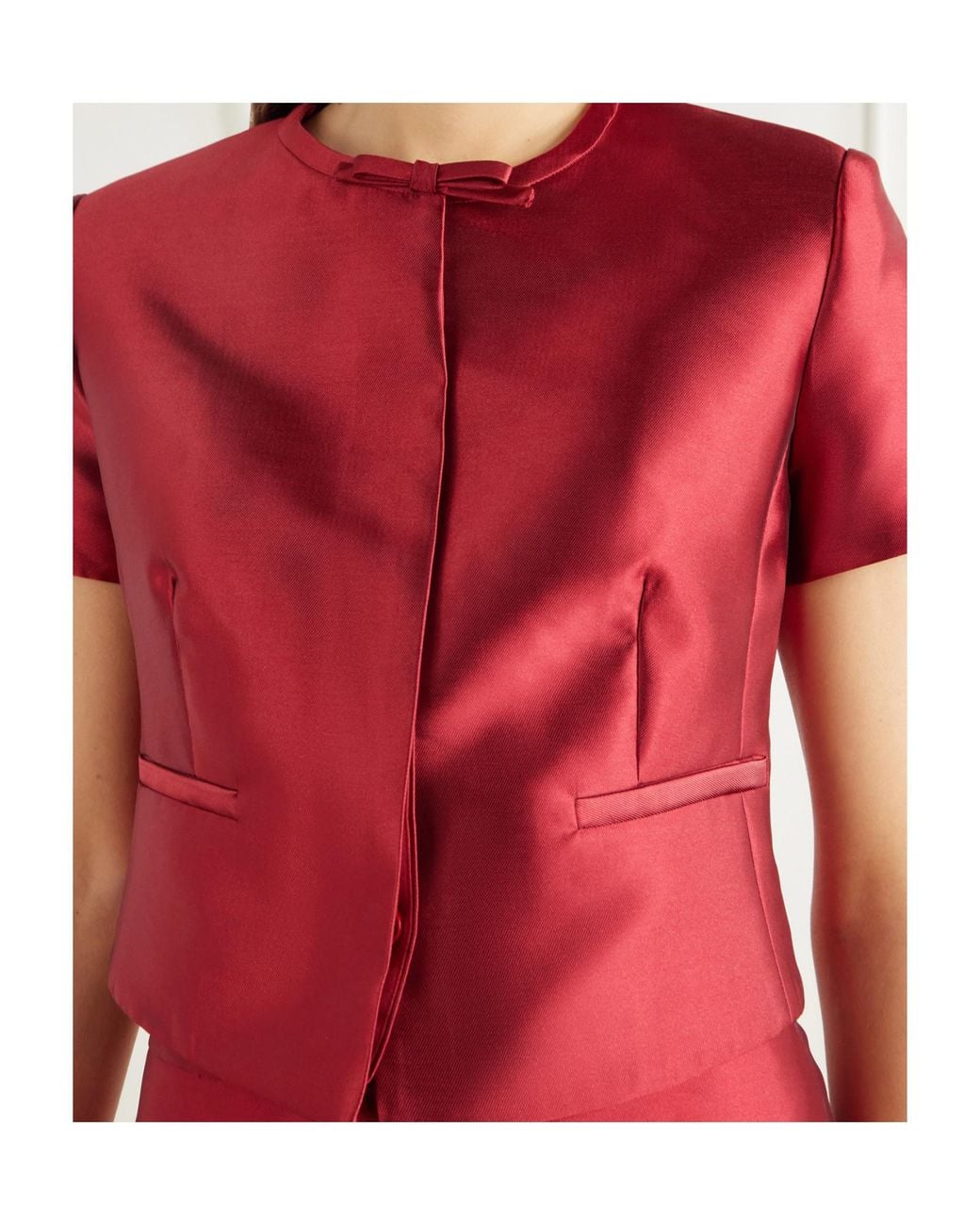 Jonathan Simkhai Red Naelle Bow-Embellished Cropped Top