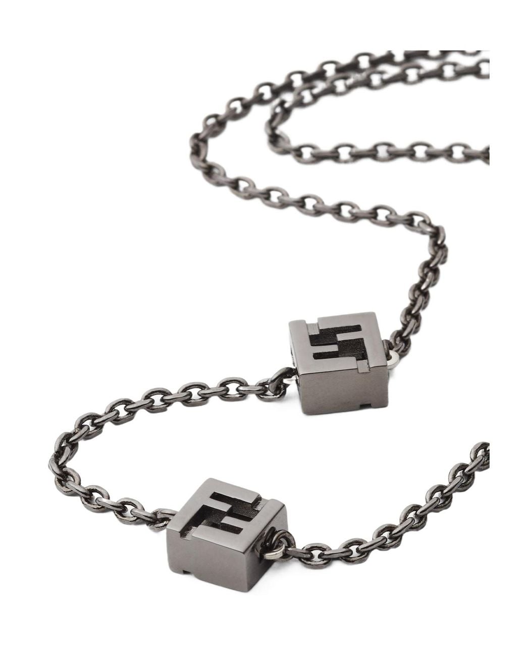 Fendi Metallic Ff Cube Necklace for men