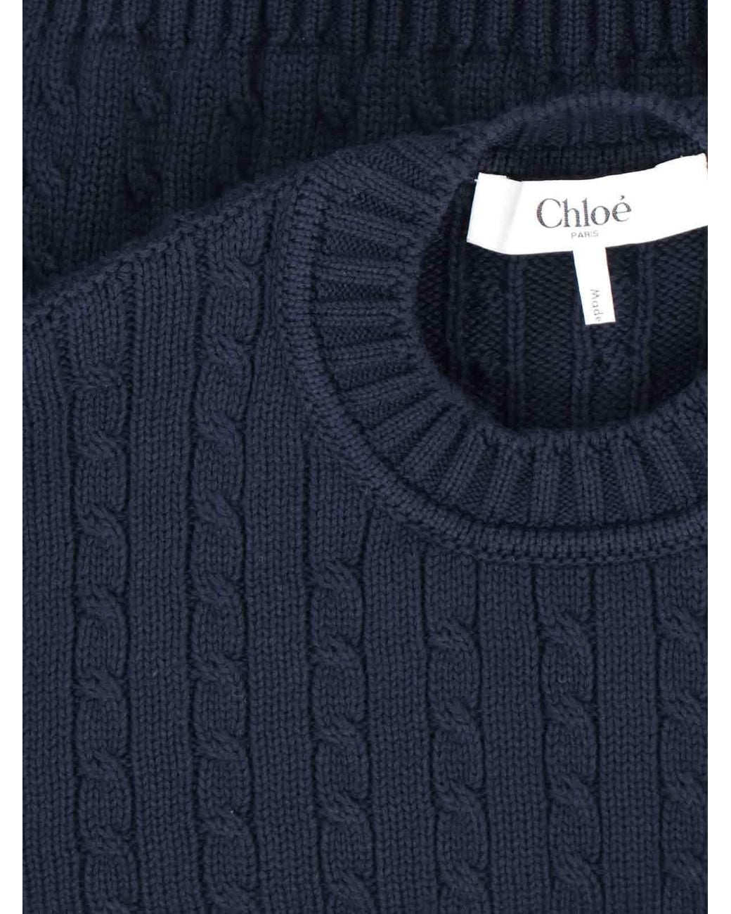 Chloé Blue Chloé Buttoned-Detail Knitted Jumper