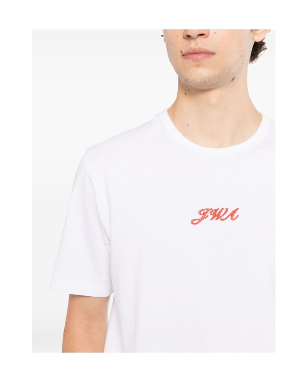 J.W. Anderson White Jw Anderson Logo Embroidered Crewneck T-Shirt for men