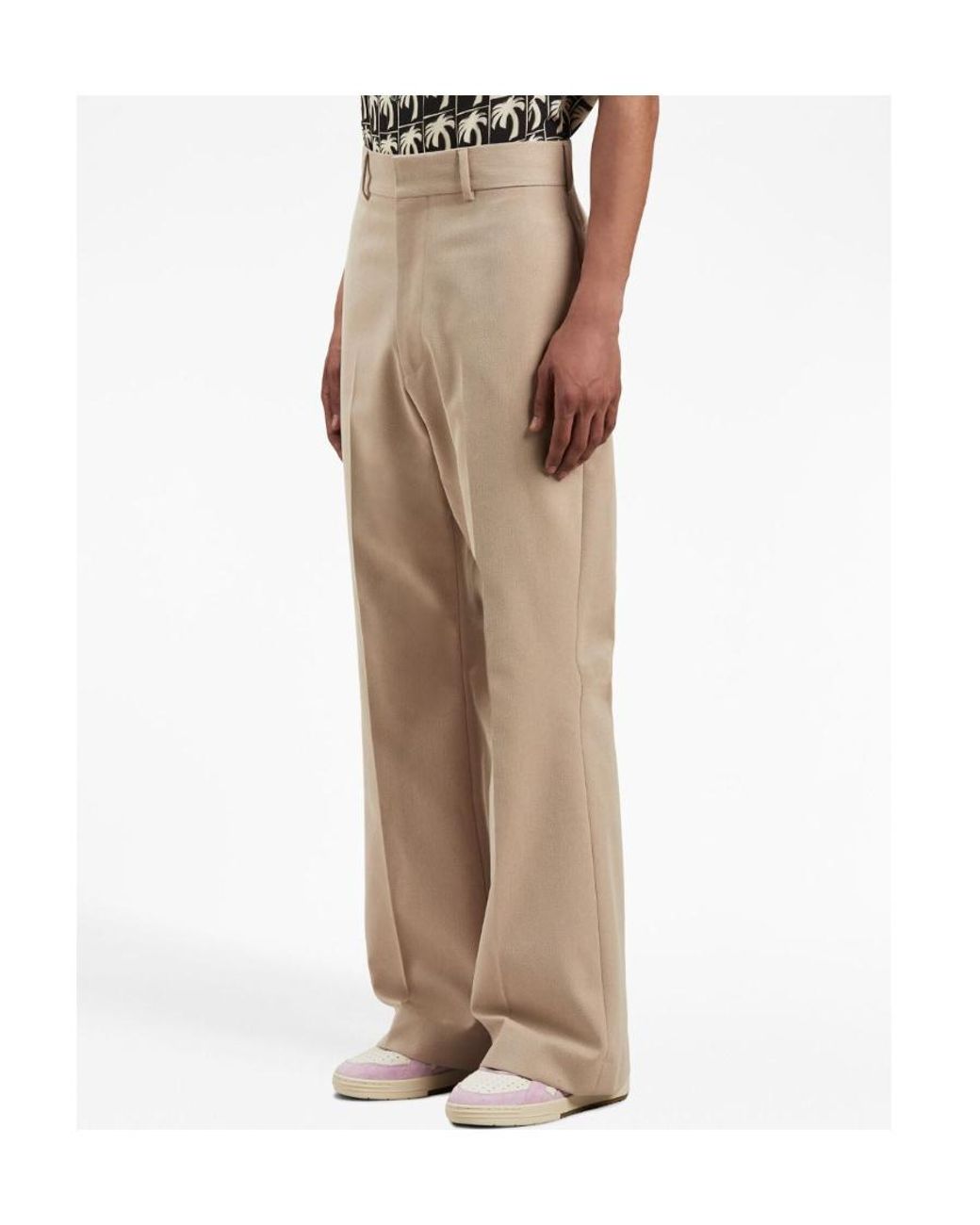 Palm Angels Natural Mid-Rise Flared Pants for men