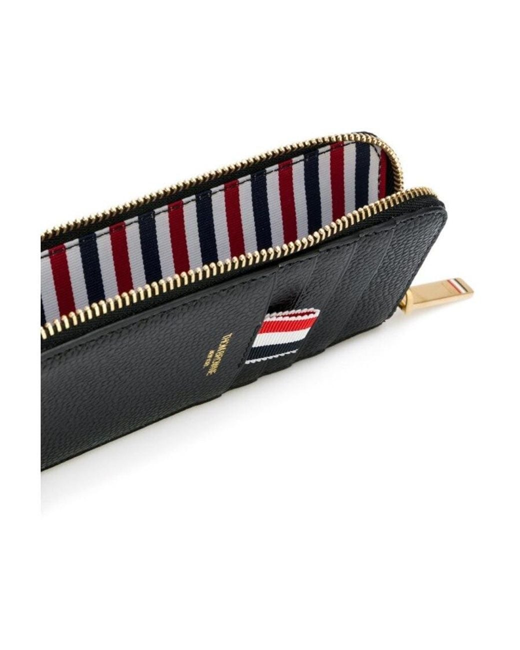 Thom Browne Black Pebbled Half-Zipped Around Wallet for men