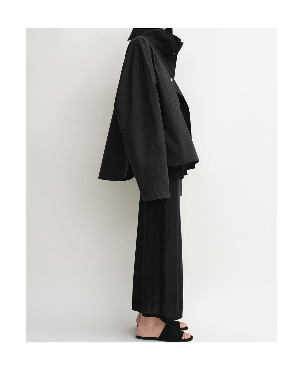 Totême  Black Totême Stand-Collar Snap-Front Jacket