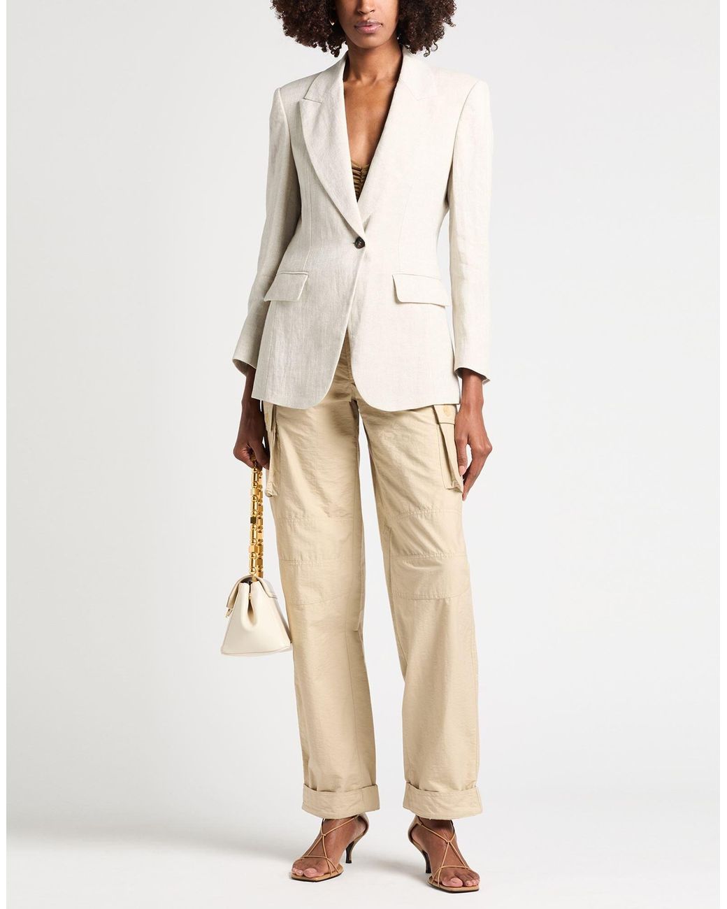 Brunello Cucinelli White Metallic Single-Breasted Blazer