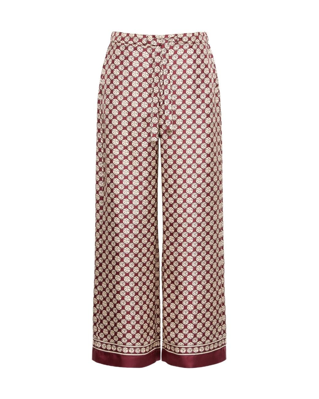 Max Mara Pink 'S Printed Twill Wide Leg Trousers