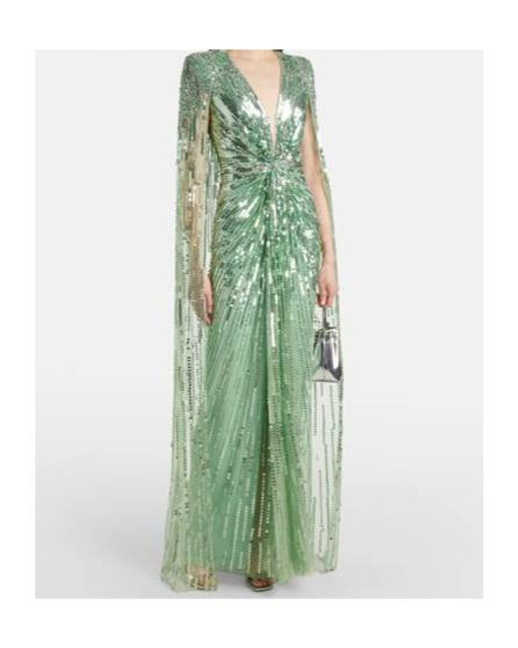 Jenny Packham Green Rush Sequined Gown