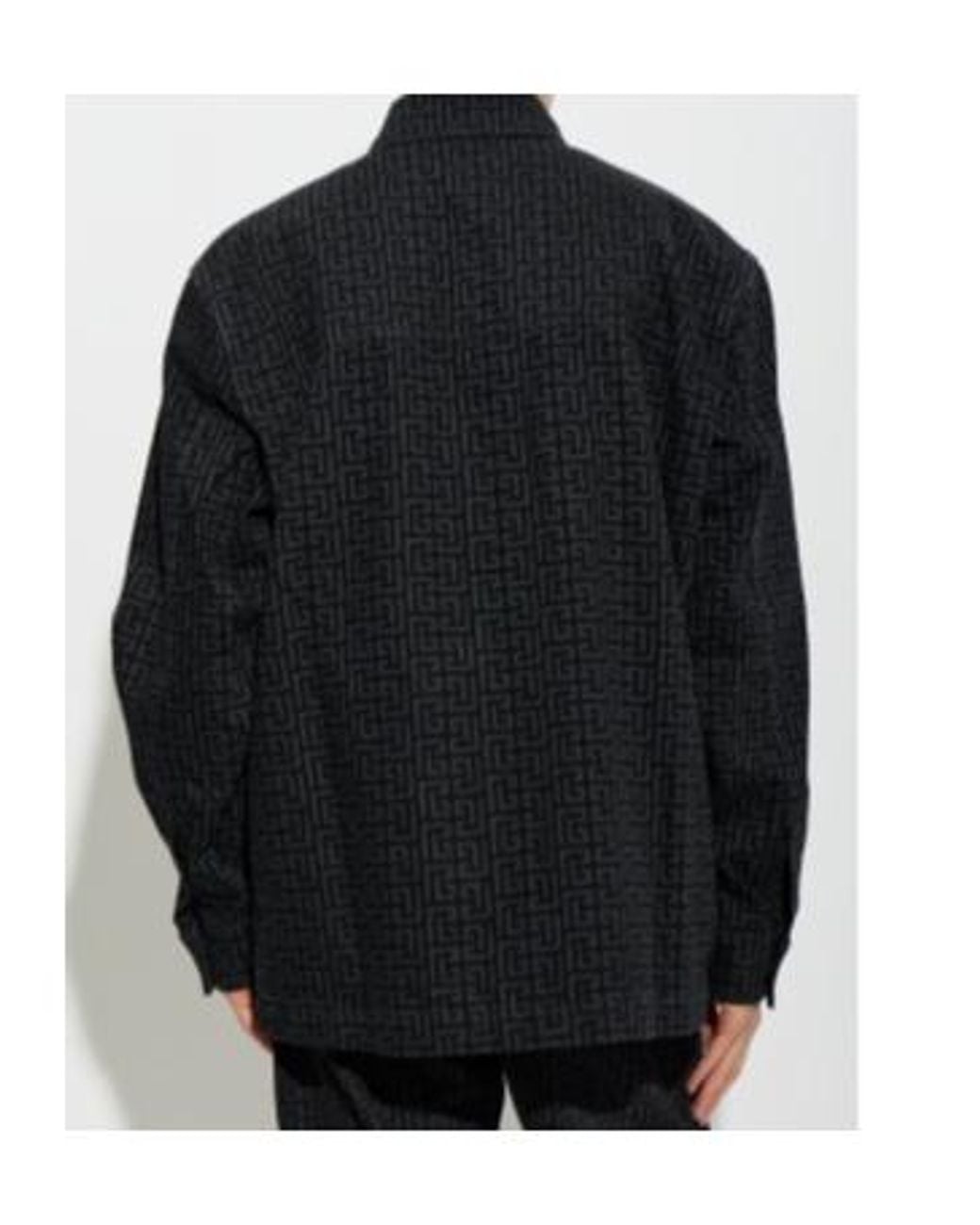 Balmain Blue Monogram Oversized Shirt for men