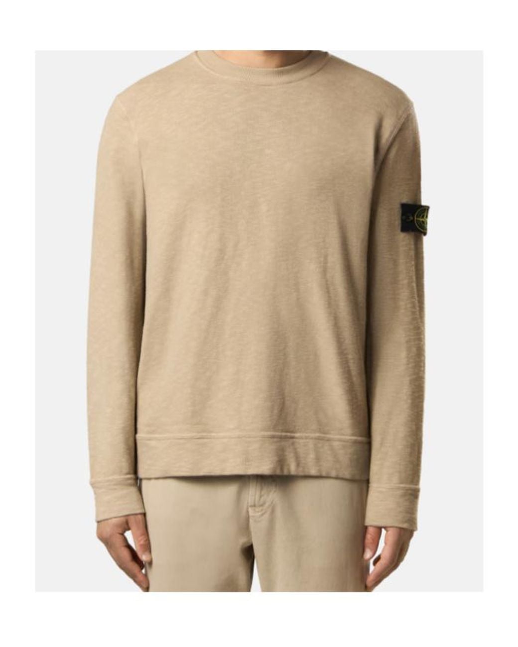 Stone Island Natural Logo Patch Crewneck Sweatshirt for men