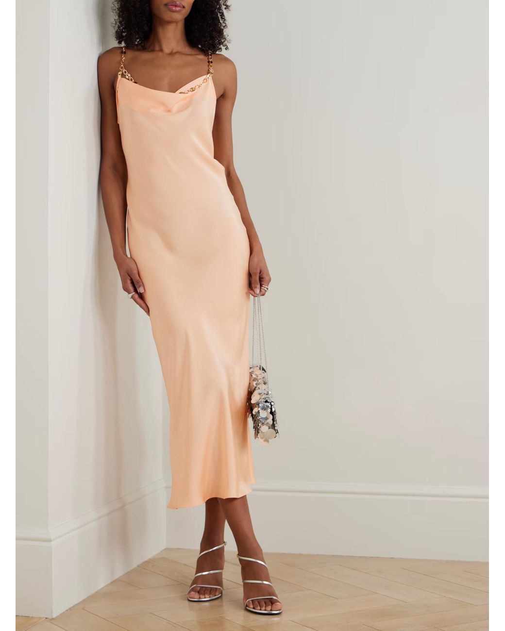 Rabanne Pink Rabanne Chain-Strap Long Dress