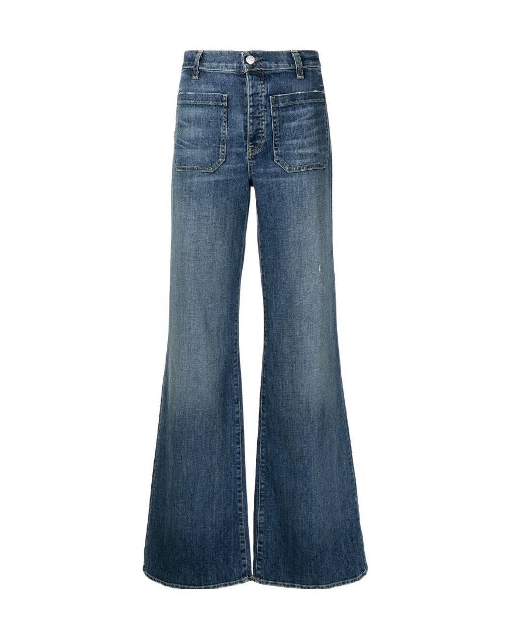 Nili Lotan Blue Mid-Rise Wide-Leg Trousers