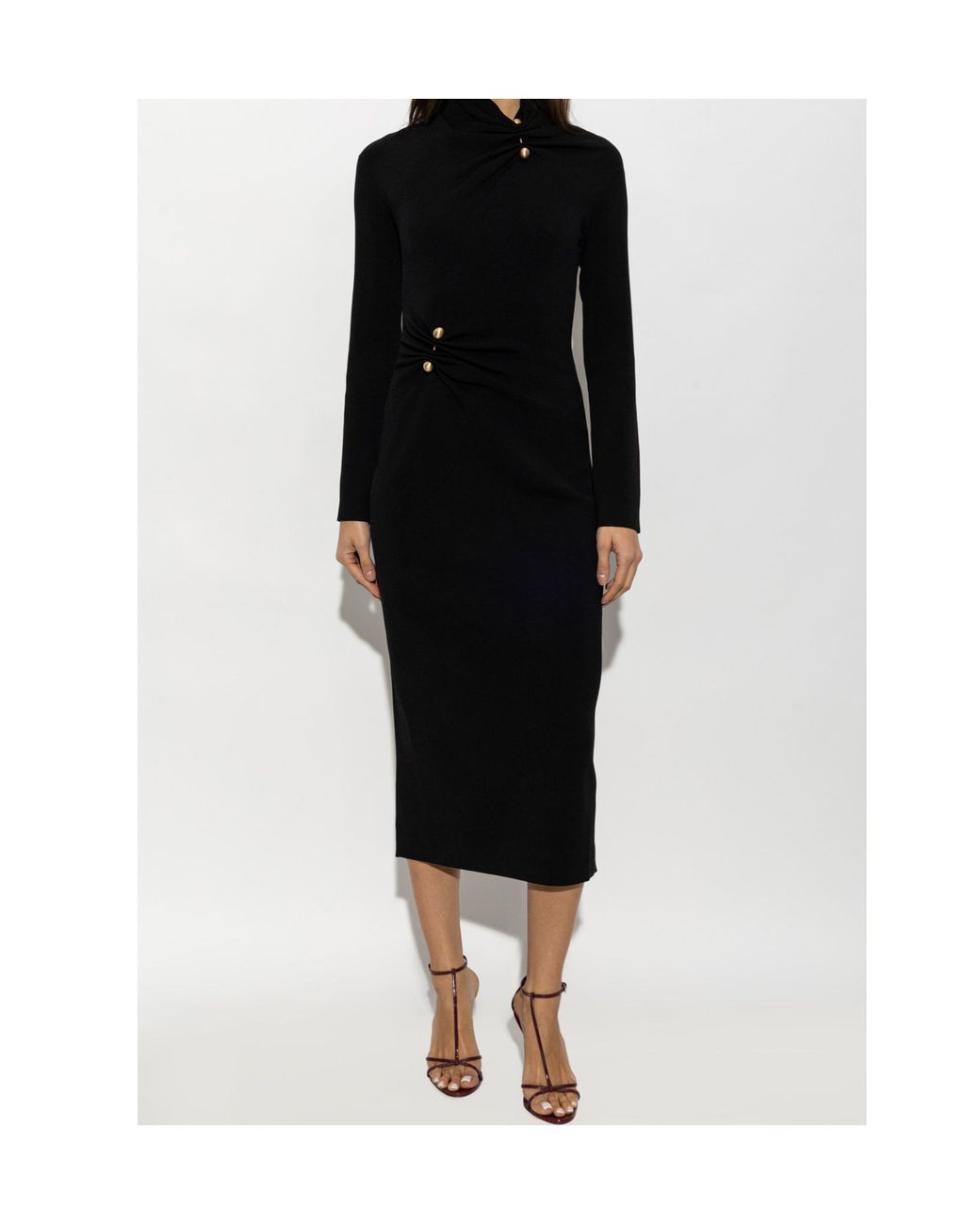 Cult Gaia Black Vera Ruched Midi Dress
