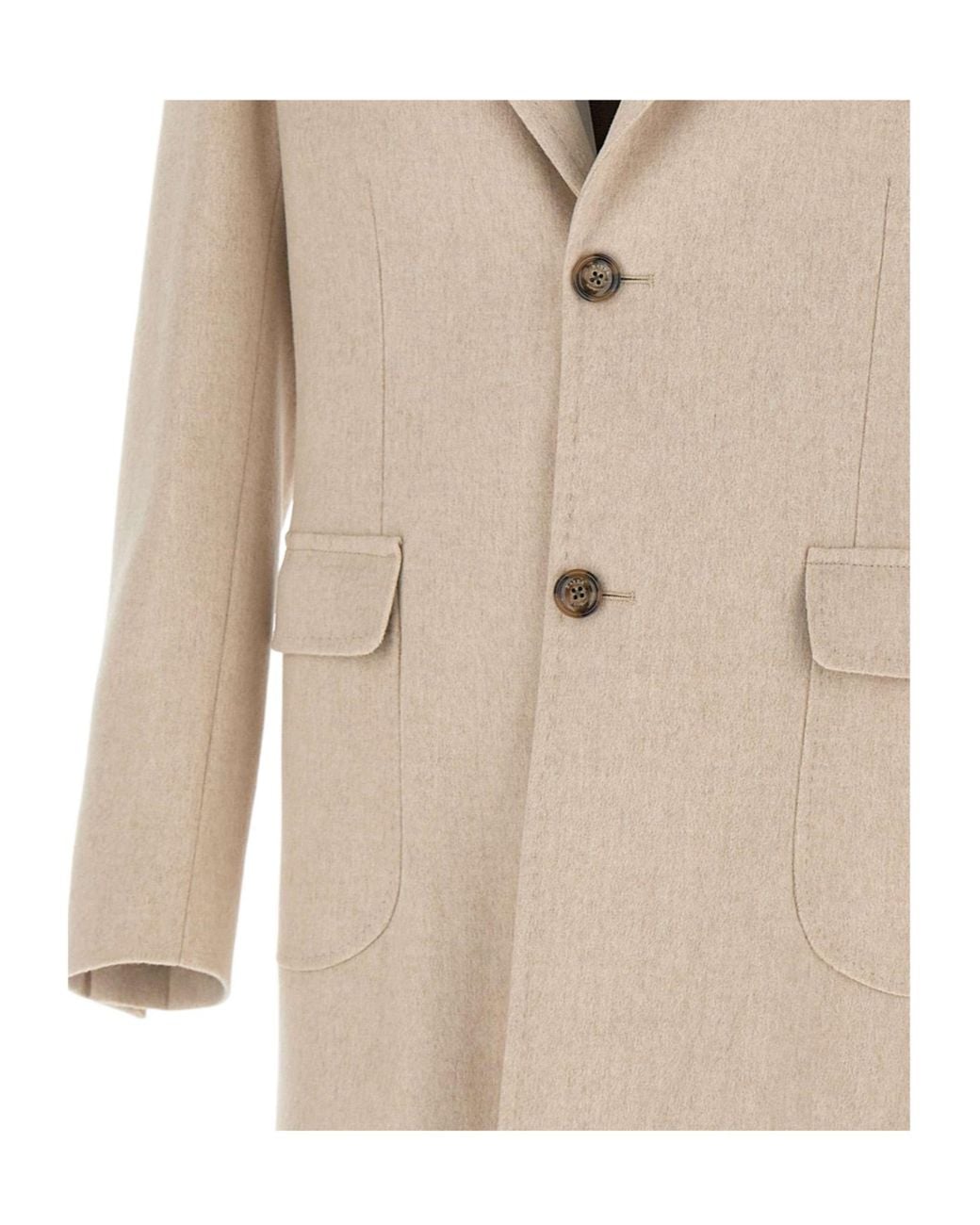 Barba Napoli Natural Half-Belt Single-Breasted Coat for men