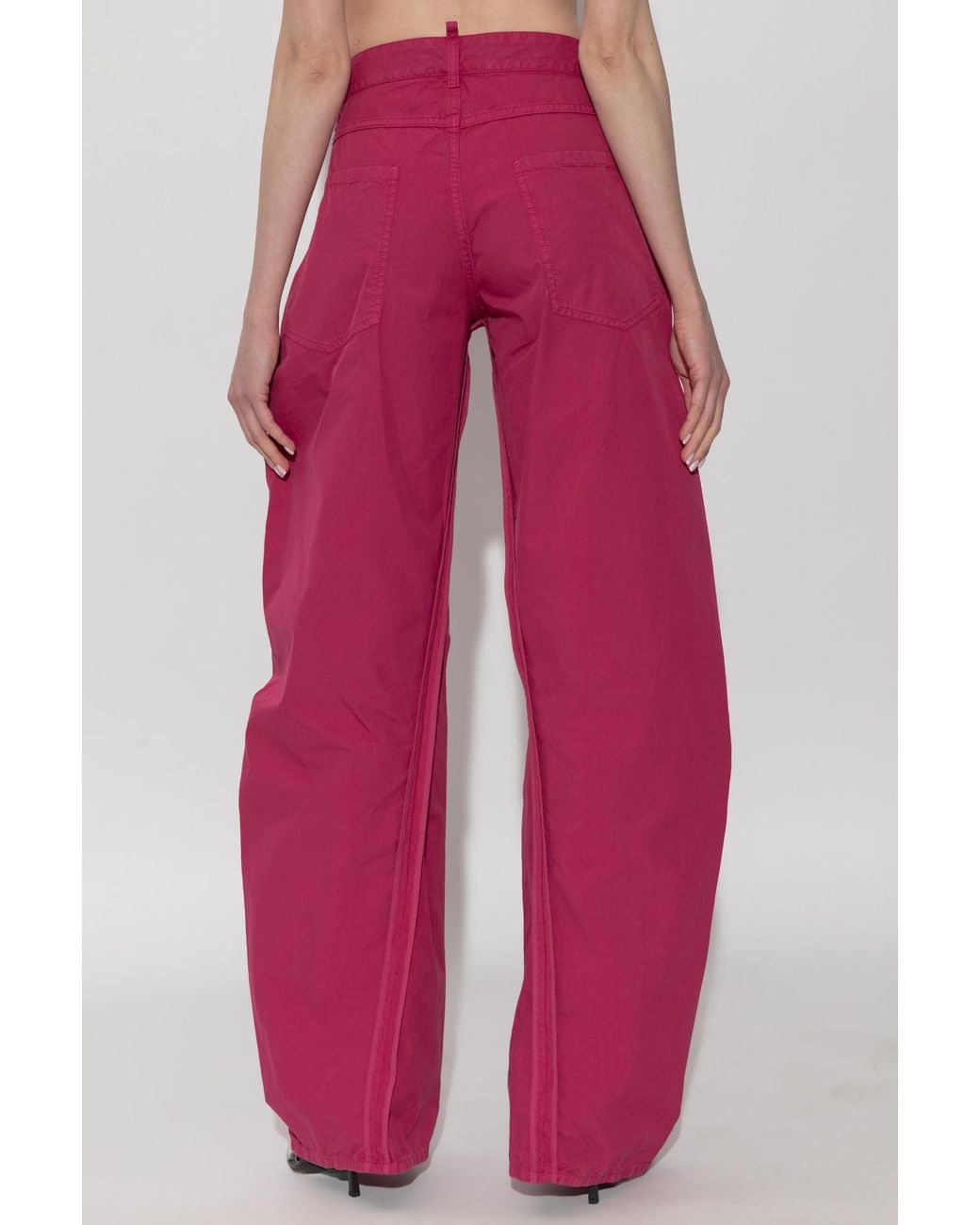 DSquared² Pink Appliquéd Wide-Leg Pants