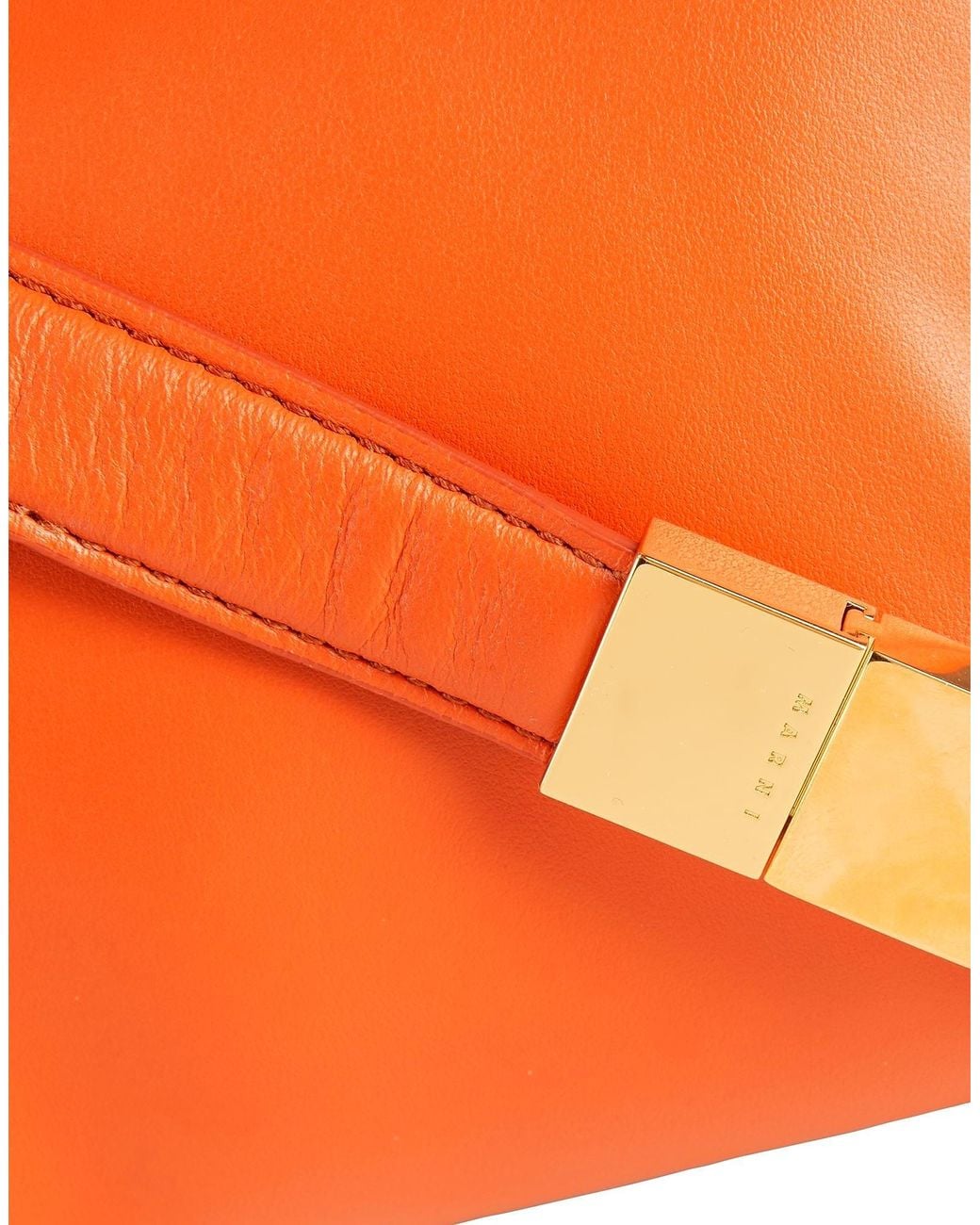 Marni Orange Solid Color Leather Shoulder Bag