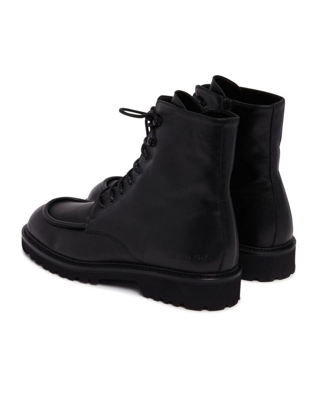 Common Projects Black Round Toe Lace-Up Ankle Boots for men