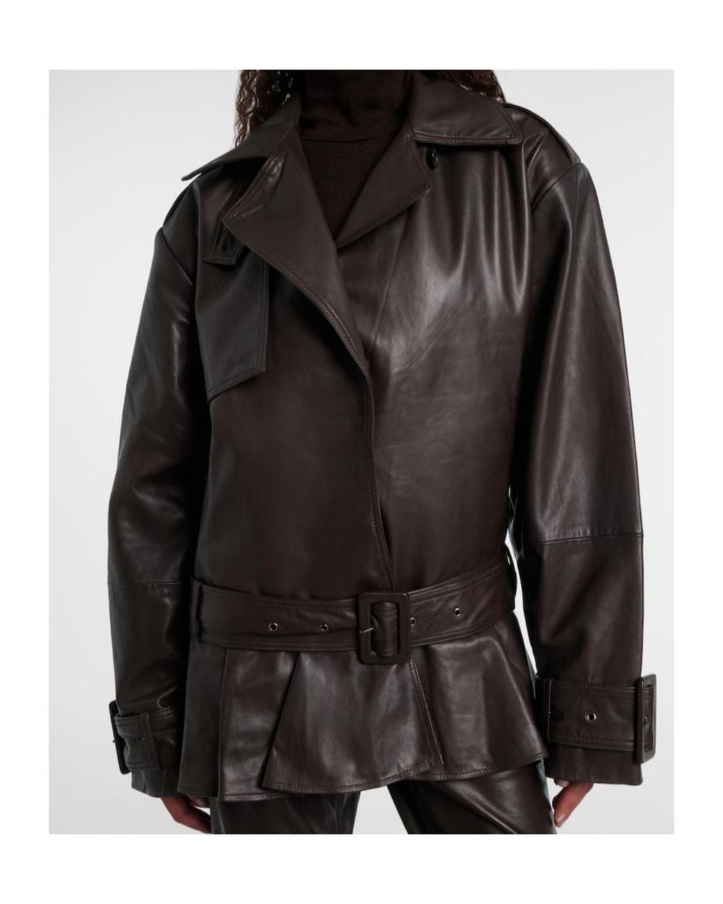 ROTATE BIRGER CHRISTENSEN Black Belted Leather Biker Jacket