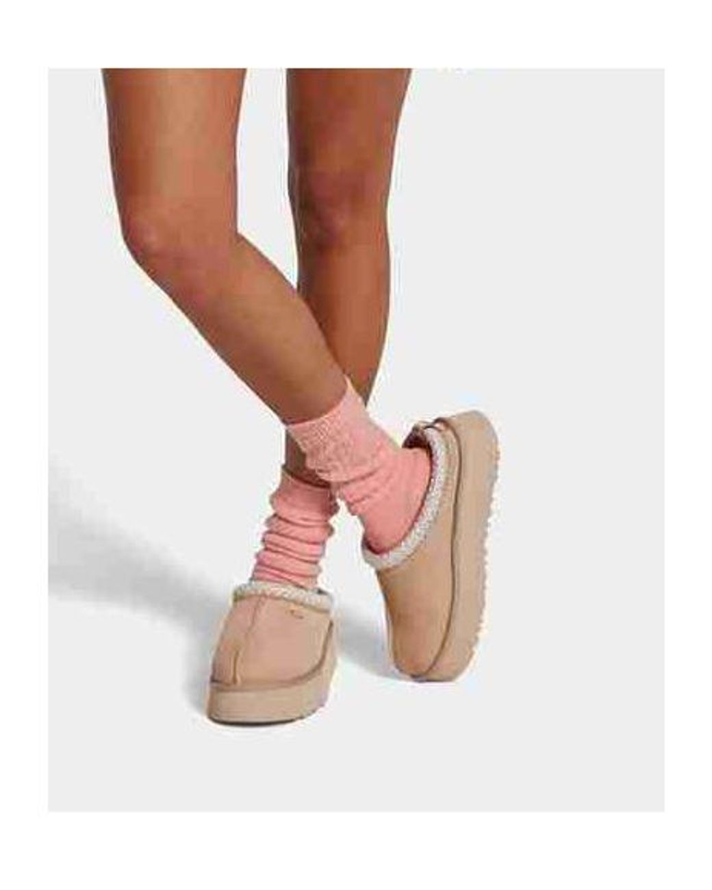 Ugg Natural Tazz Logo Embossed Platform Slippers