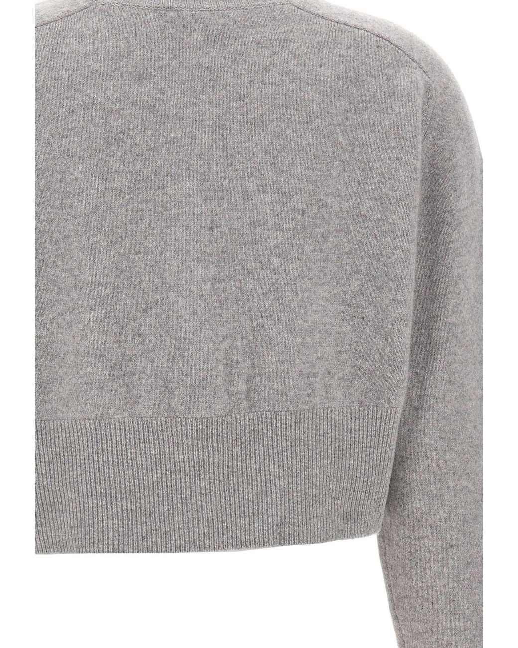 Elisabetta Franchi Gray Cropped Button Cardigan