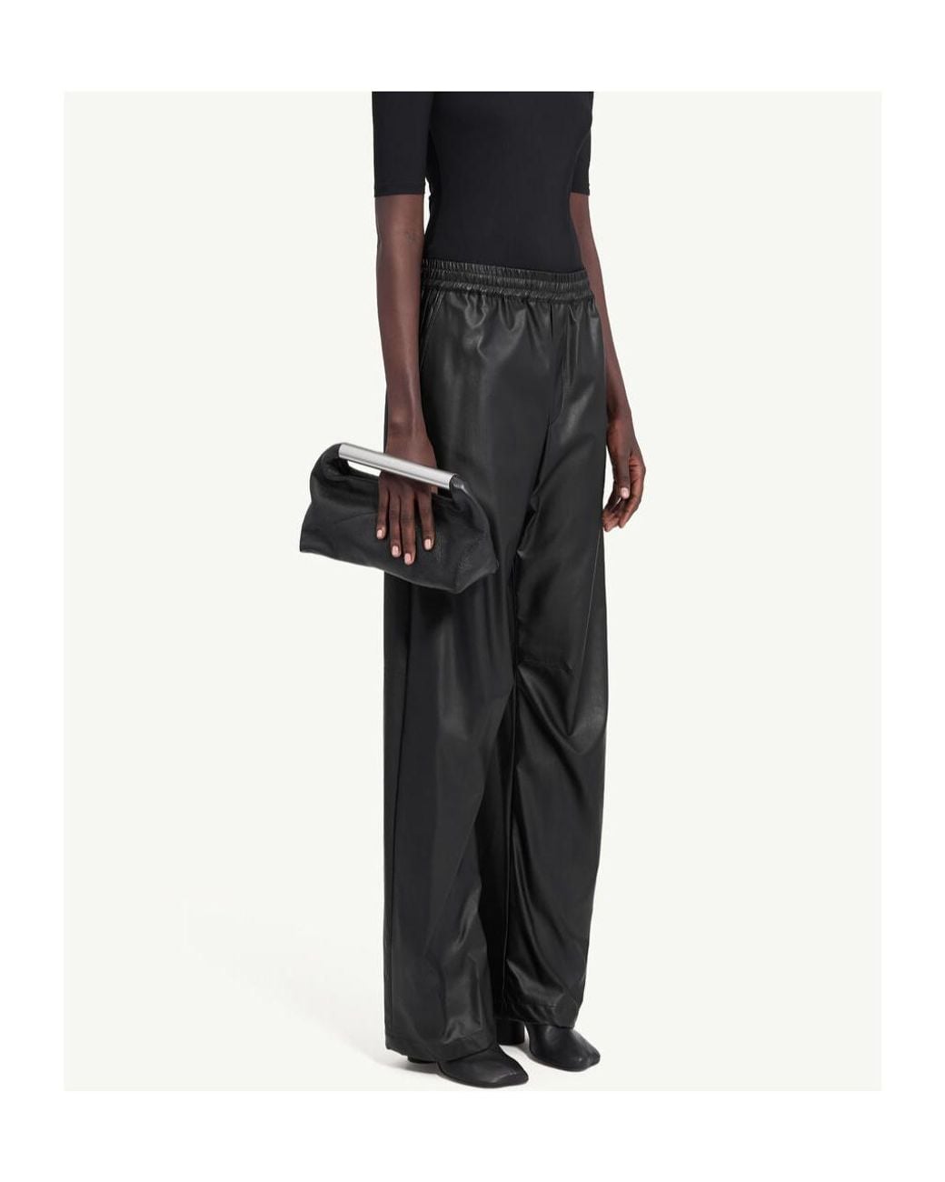 MM6 by Maison Margiela Black Elasticated-Waist Wide Leg Trousers