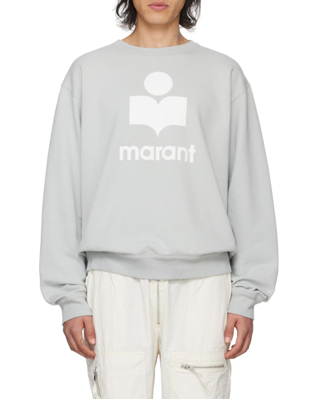 Isabel Marant Gray Logo Flocked Crewneck Sweatshirt for men