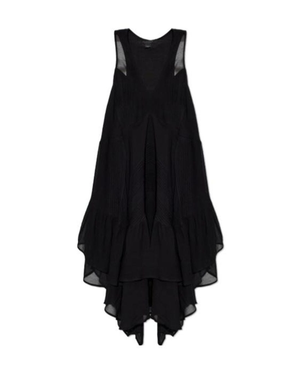 AllSaints Black Gretel Asymmetric Layered Midi Dress
