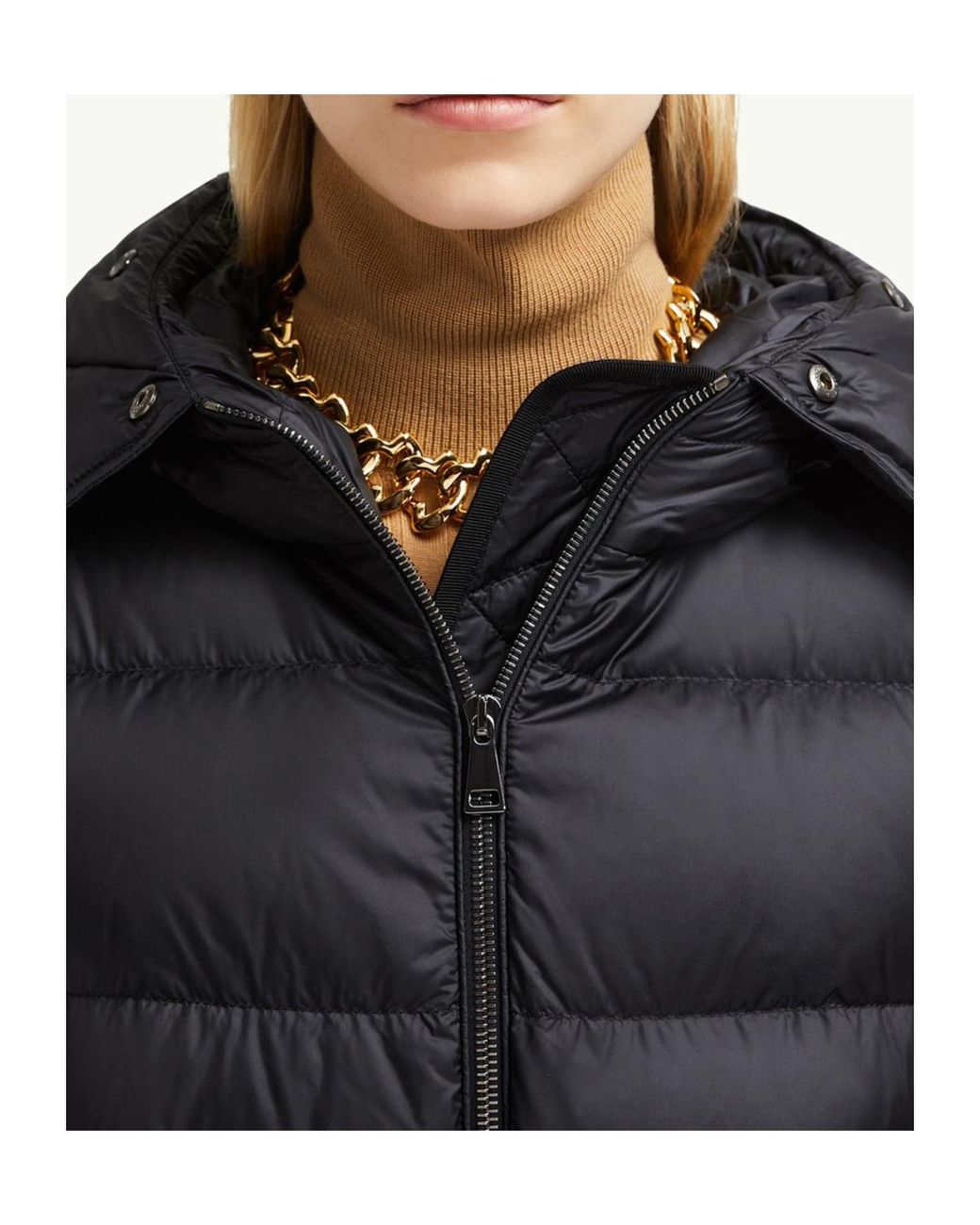Moncler Black Boedic Hooded Shearling-Trimmed Long Down Jacket