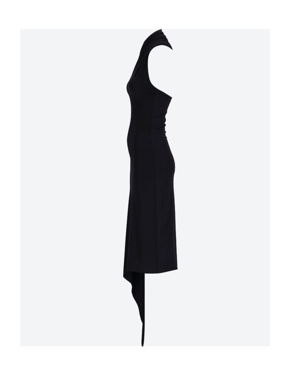 Courreges Black Courrèges Slash Asymmetric Neck Crepe Maxi Dress