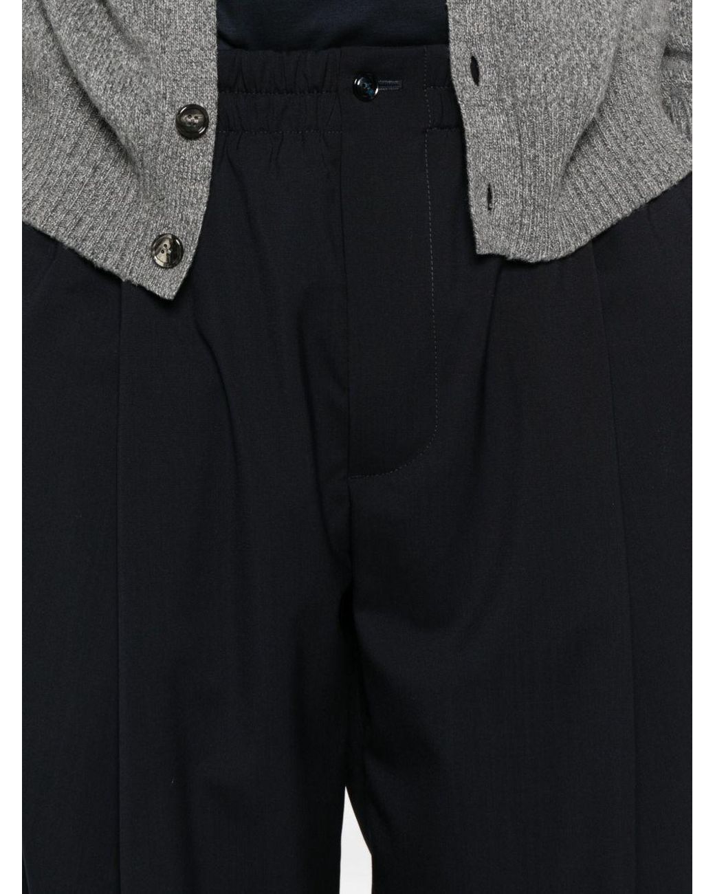 Giorgio Armani Black Button Detailed Pleated Pants for men