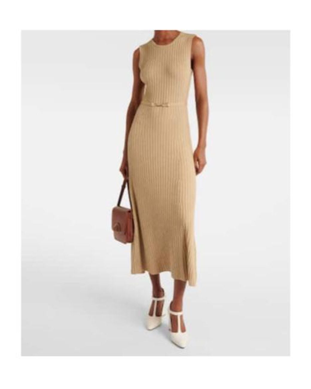 Gabriela Hearst Natural Wool And Cashmere Midi Dress
