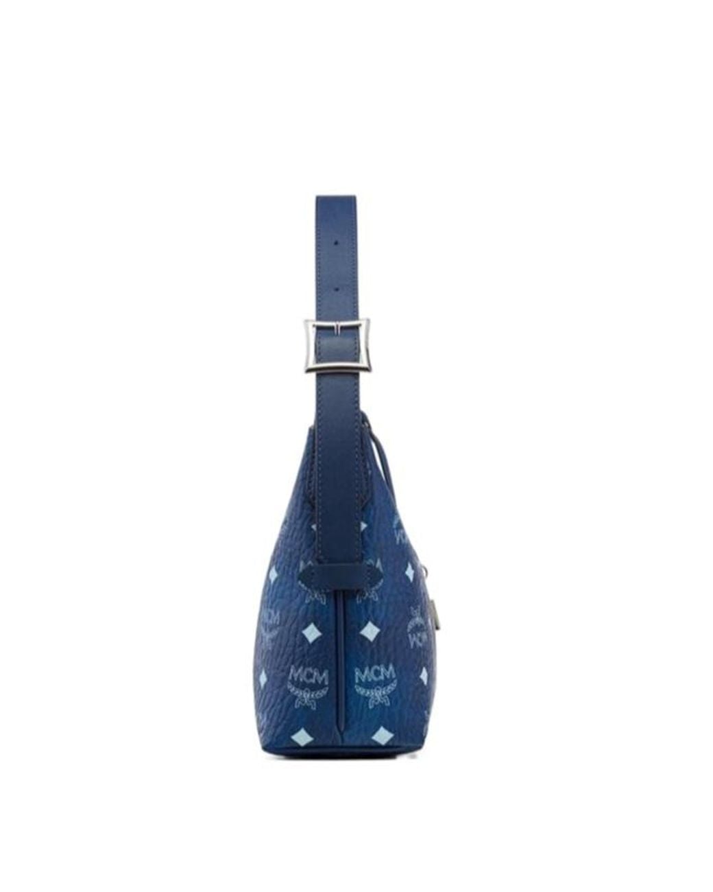 MCM Blue Small Aren Visetos Zipped Crossbody Bag