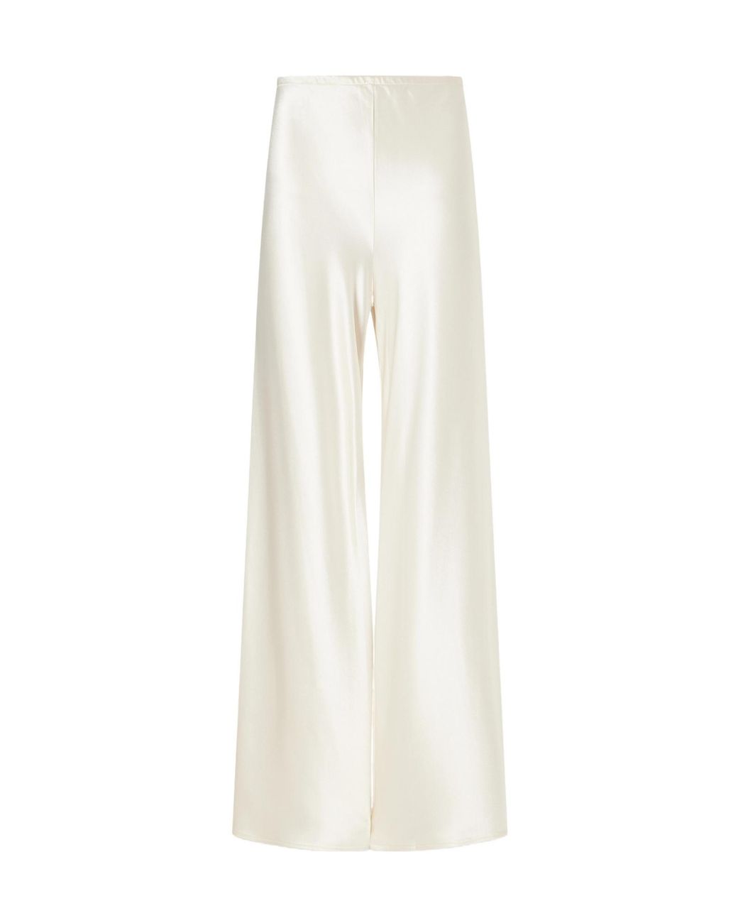 Leset White Barb Draped Satin Wide-Leg Pants