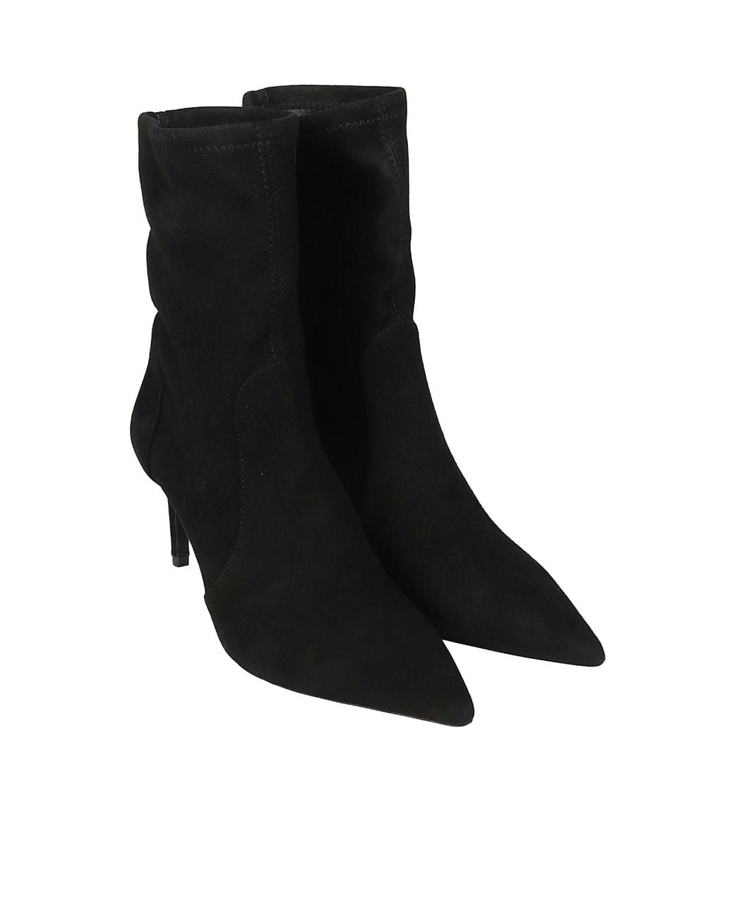 Stuart Weitzman Black Pointed-Toe High-Heeled Ankle Boots