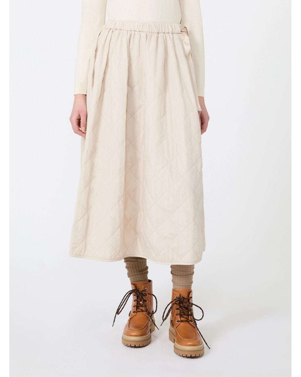 Weekend by Maxmara White Technical Plain-Weave Fabric Flared Skirt