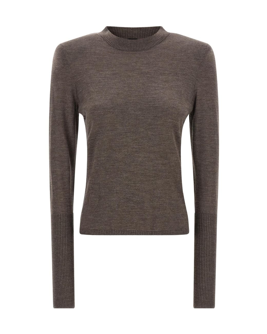 Pinko Brown Long Sleeve Ribbed-Cuff Jumper