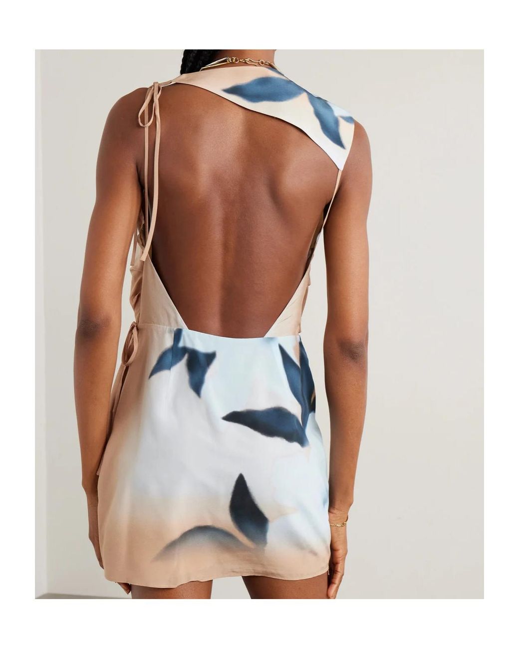 Sir Blue Open-Back Silk Crepe De Chine Mini Dress