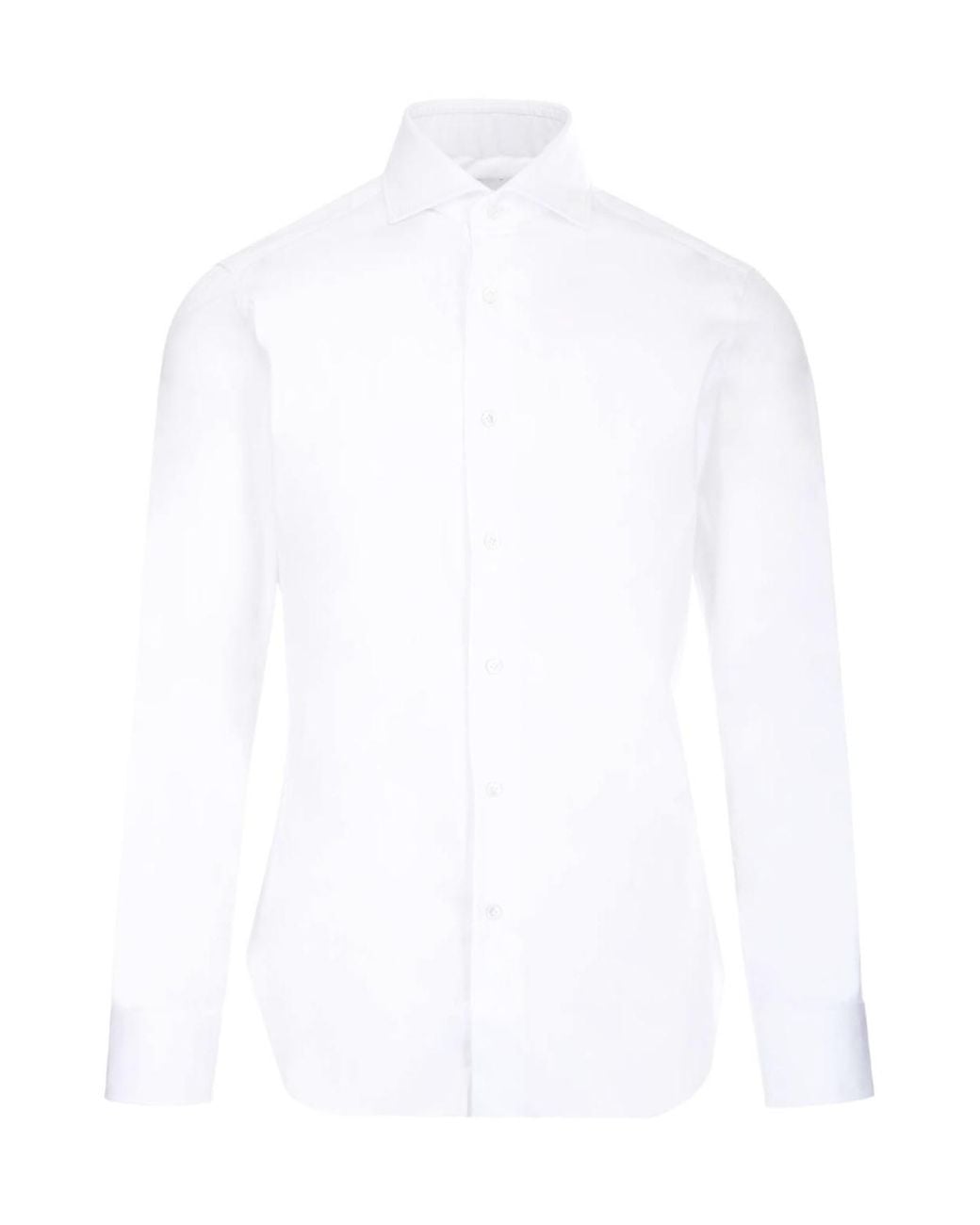 Barba Napoli White Curved Hem Tailored Shirt for men