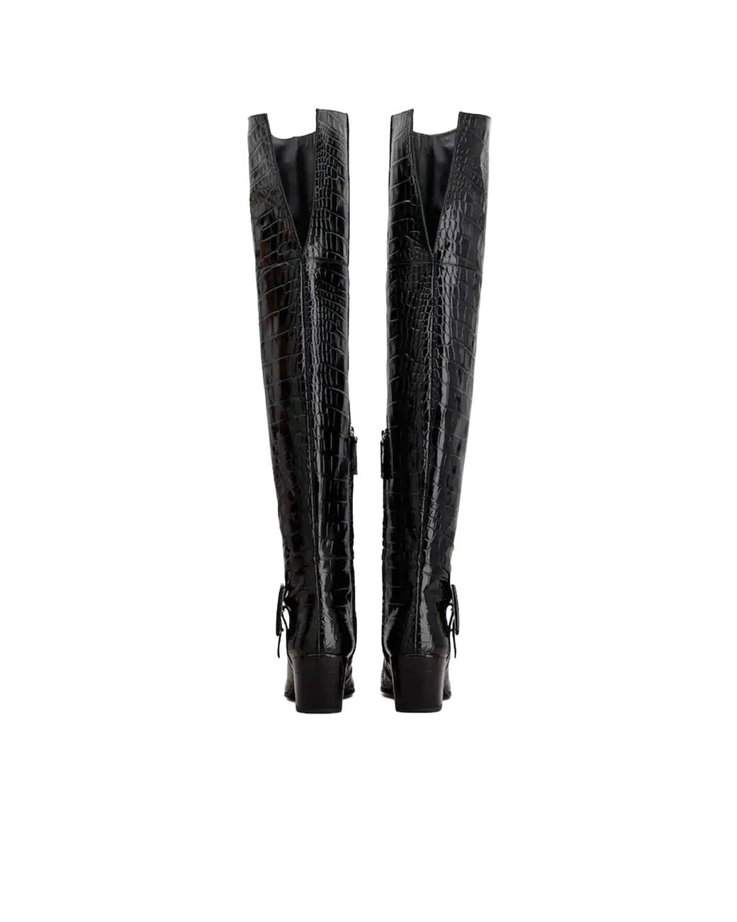 Roger Vivier Black Choc Cuissard Buckled Boots